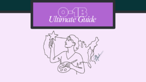Minimalist one-line drawing of an artist holding a palette and raising a star-shaped symbol in front of an outline of the United States, representing the O-1B visa pathway for creatives.