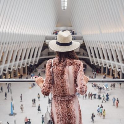 Young woman in the Oculus in NYC